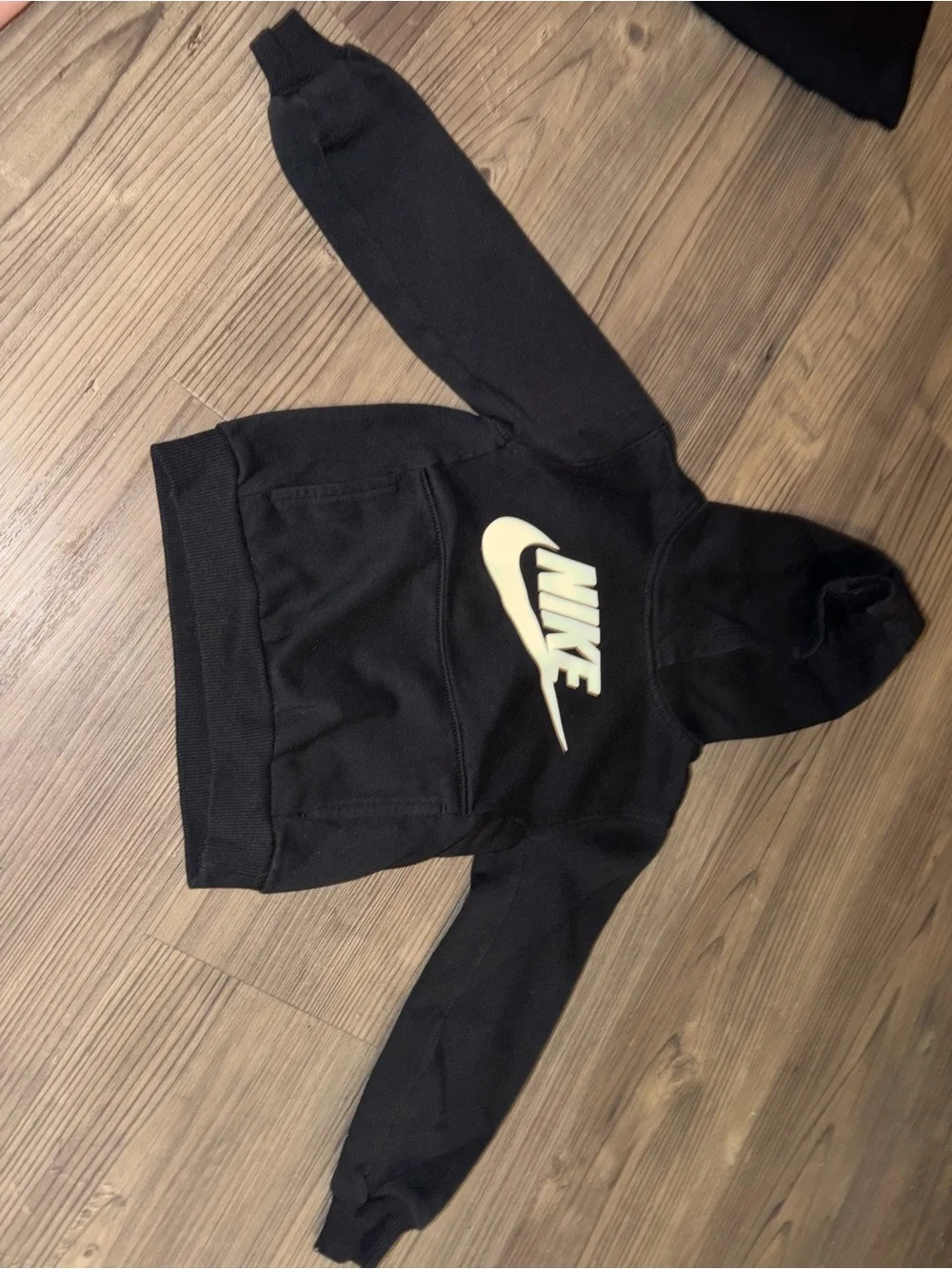 Nike Black Kids Hoodie with Cream Logo
